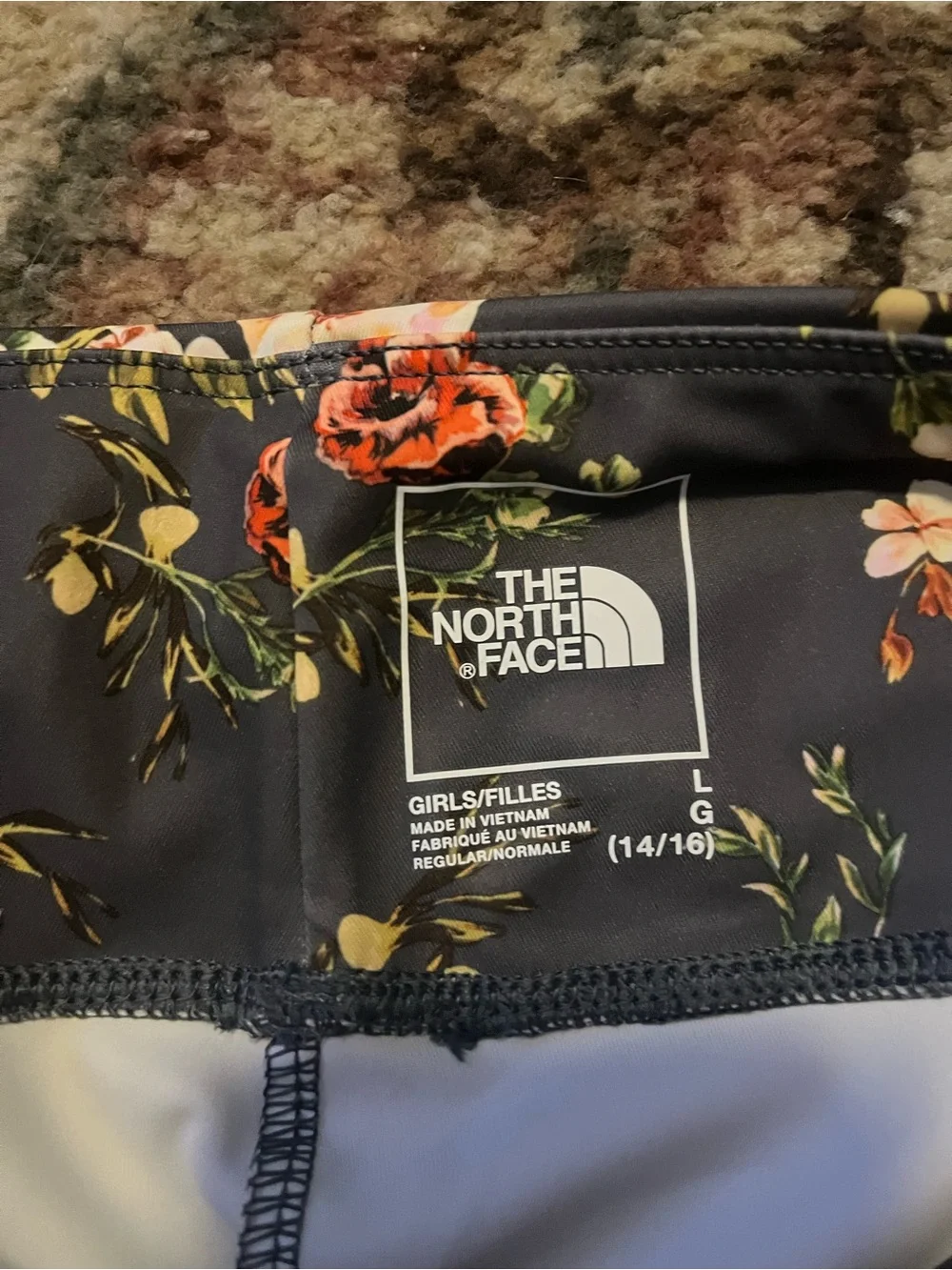The North Face Girls Floral Active Leggings in Gray